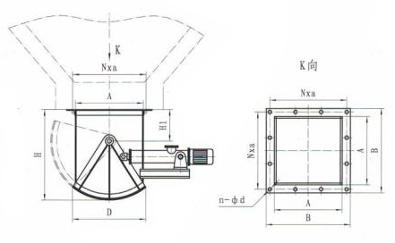 SZ扇形閘門電液動(dòng)AⅡ型扇形閘門外形簡圖-河南振江機(jī)械